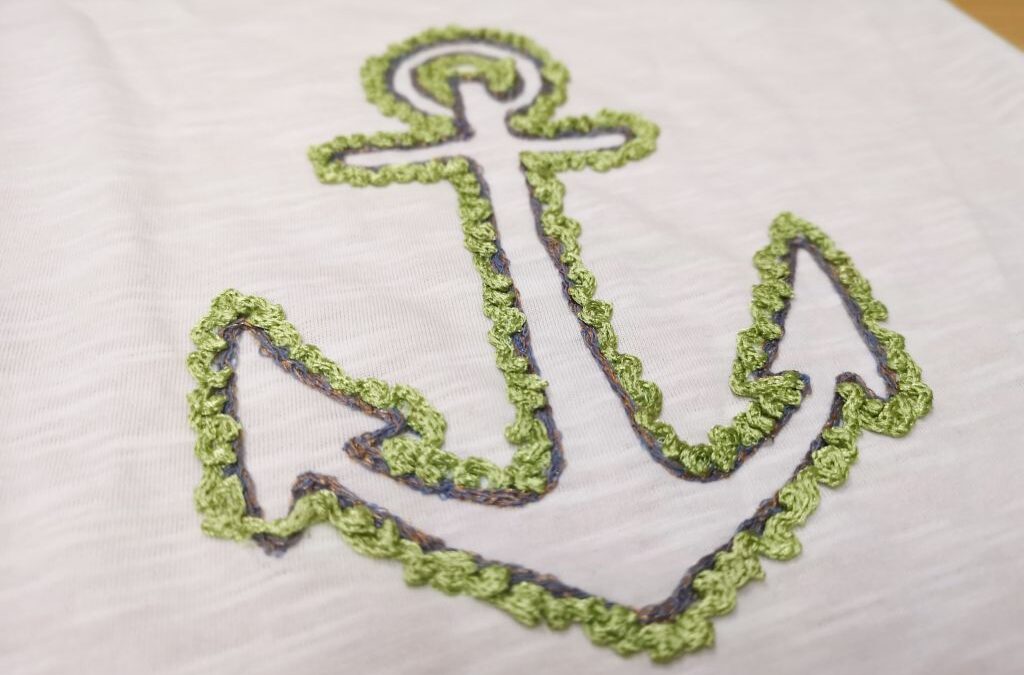 Ancla bordado en cordón a 2 colores