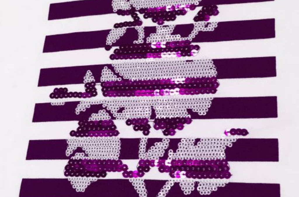 Bordado flores lentejuelas a 2 colores sobre estampado