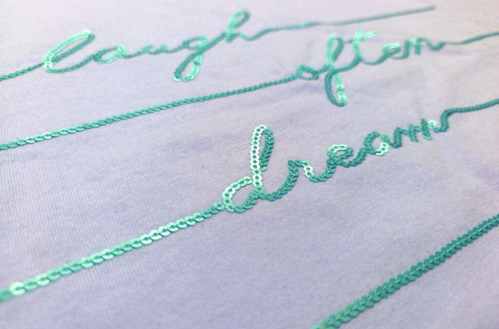 Bordado palabras de lentejuelas