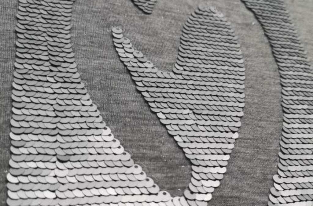 Corazón bordado en lentejuelas excéntricas